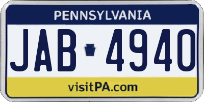 PA license plate JAB4940