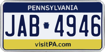 PA license plate JAB4946