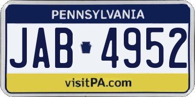 PA license plate JAB4952