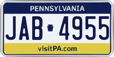 PA license plate JAB4955