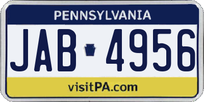 PA license plate JAB4956