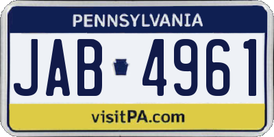 PA license plate JAB4961