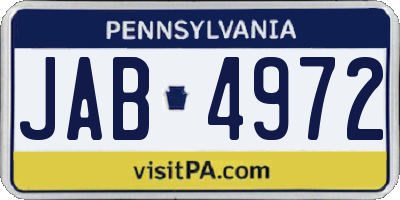 PA license plate JAB4972