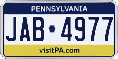 PA license plate JAB4977