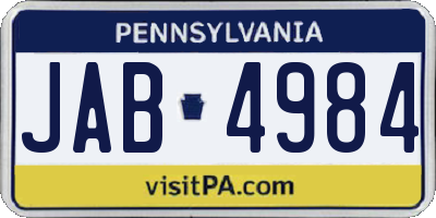 PA license plate JAB4984