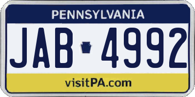 PA license plate JAB4992