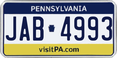 PA license plate JAB4993