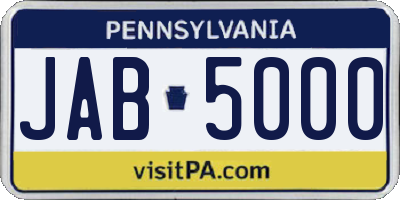 PA license plate JAB5000