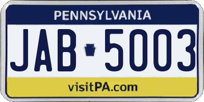 PA license plate JAB5003