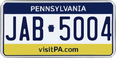 PA license plate JAB5004