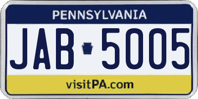 PA license plate JAB5005