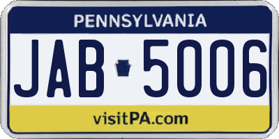 PA license plate JAB5006