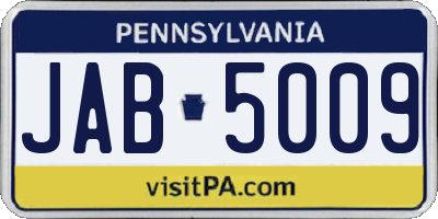 PA license plate JAB5009