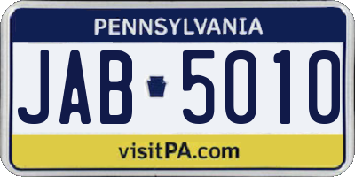 PA license plate JAB5010