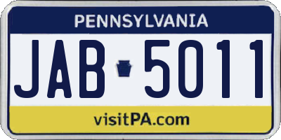 PA license plate JAB5011