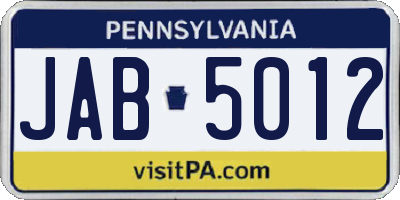 PA license plate JAB5012