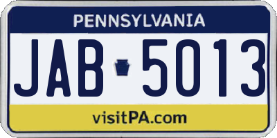 PA license plate JAB5013