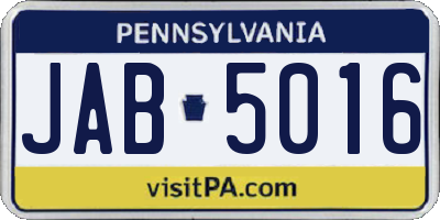 PA license plate JAB5016