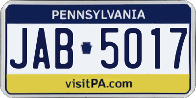 PA license plate JAB5017