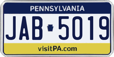 PA license plate JAB5019