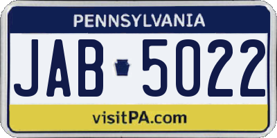 PA license plate JAB5022