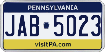 PA license plate JAB5023