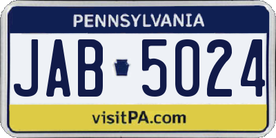 PA license plate JAB5024