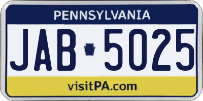 PA license plate JAB5025