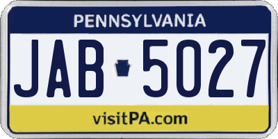 PA license plate JAB5027