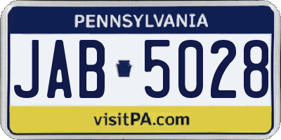 PA license plate JAB5028