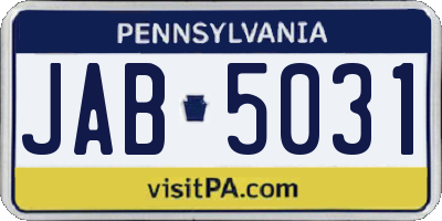 PA license plate JAB5031
