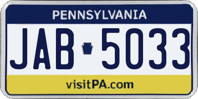 PA license plate JAB5033