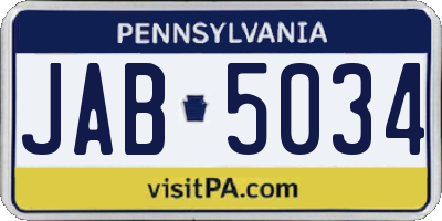 PA license plate JAB5034