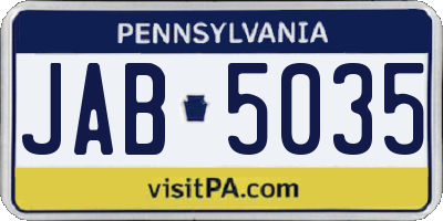 PA license plate JAB5035