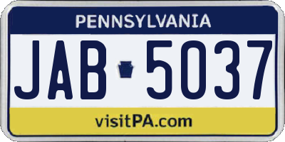 PA license plate JAB5037