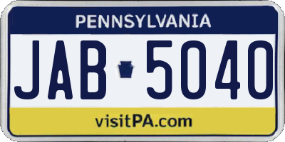 PA license plate JAB5040