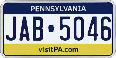 PA license plate JAB5046