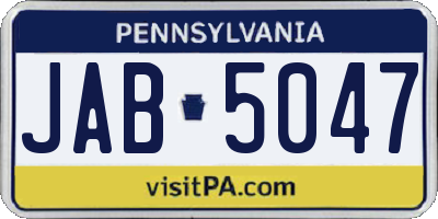 PA license plate JAB5047