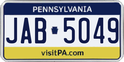 PA license plate JAB5049