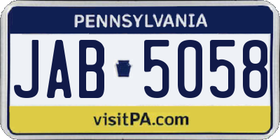 PA license plate JAB5058