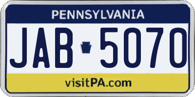 PA license plate JAB5070