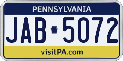 PA license plate JAB5072