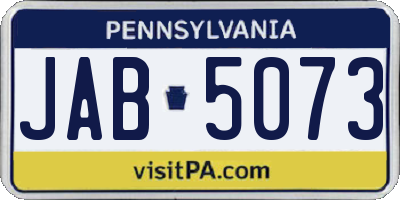 PA license plate JAB5073