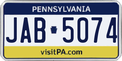 PA license plate JAB5074