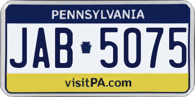 PA license plate JAB5075