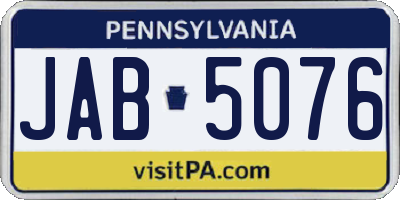 PA license plate JAB5076