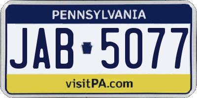 PA license plate JAB5077