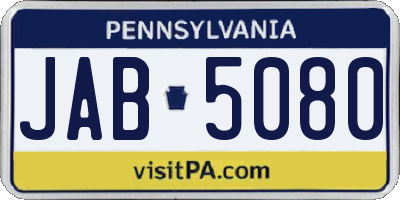PA license plate JAB5080