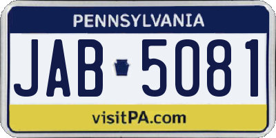 PA license plate JAB5081