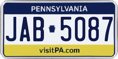 PA license plate JAB5087